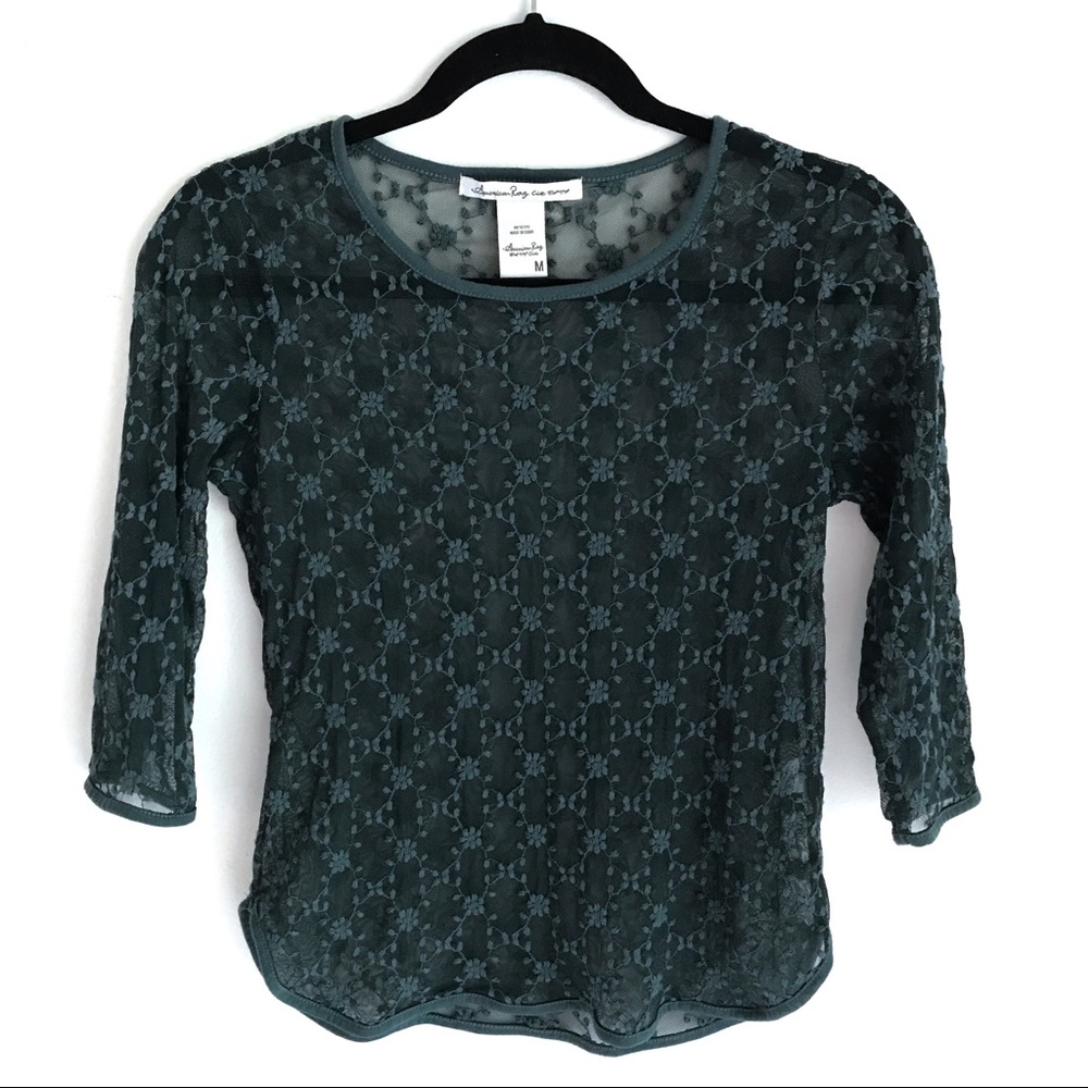 American Rag Lace 3/4 Sleeve Top